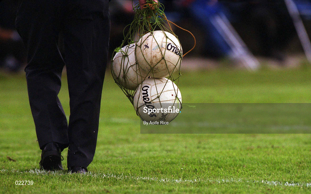 16 May 1999; A general view of a bag of footballs ahead of the Bank of Ireland Leinster Senior Football Championship Preliminary Round Replay match between Longford and Wexford at Pearse Park in Longford. Photo by Aoife Rice/Sportsfile