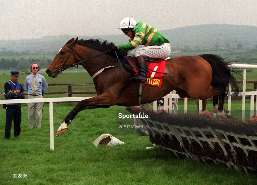 30 April 1999; Istabraq with Charlie Swan up clear the last on their way to win the Shell Champion Hurdle at Punchestown racecourse in Kildare. Photo by Matt Browne/Sportsfile