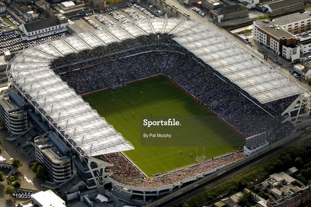 25 September 2005; An aerial view of Croke Park. Bank of Ireland All-Ireland Senior Football Championship Final, Kerry v Tyrone, Croke Park, Dublin. Picture credit; Pat Murphy/ SPORTSFILE *** Local Caption *** Any photograph taken by SPORTSFILE during, or in connection with, the 2005 Bank of Ireland All-Ireland Senior Football Final which displays GAA logos or contains an image or part of an image of any GAA intellectual property, or, which contains images of a GAA player/players in their playing uniforms, may only be used for editorial and non-advertising purposes.  Use of photographs for advertising, as posters or for purchase separately is strictly prohibited unless prior written approval has been obtained from the Gaelic Athletic Association.