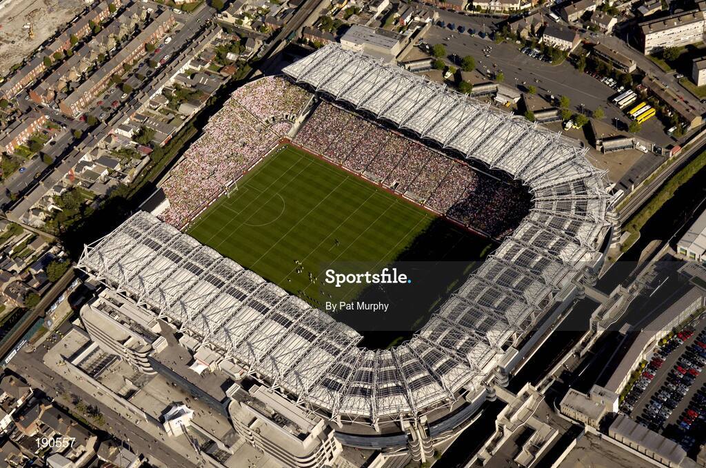 25 September 2005; An aerial view of Croke Park. Bank of Ireland All-Ireland Senior Football Championship Final, Kerry v Tyrone, Croke Park, Dublin. Picture credit; Pat Murphy/ SPORTSFILE *** Local Caption *** Any photograph taken by SPORTSFILE during, or in connection with, the 2005 Bank of Ireland All-Ireland Senior Football Final which displays GAA logos or contains an image or part of an image of any GAA intellectual property, or, which contains images of a GAA player/players in their playing uniforms, may only be used for editorial and non-advertising purposes.  Use of photographs for advertising, as posters or for purchase separately is strictly prohibited unless prior written approval has been obtained from the Gaelic Athletic Association.