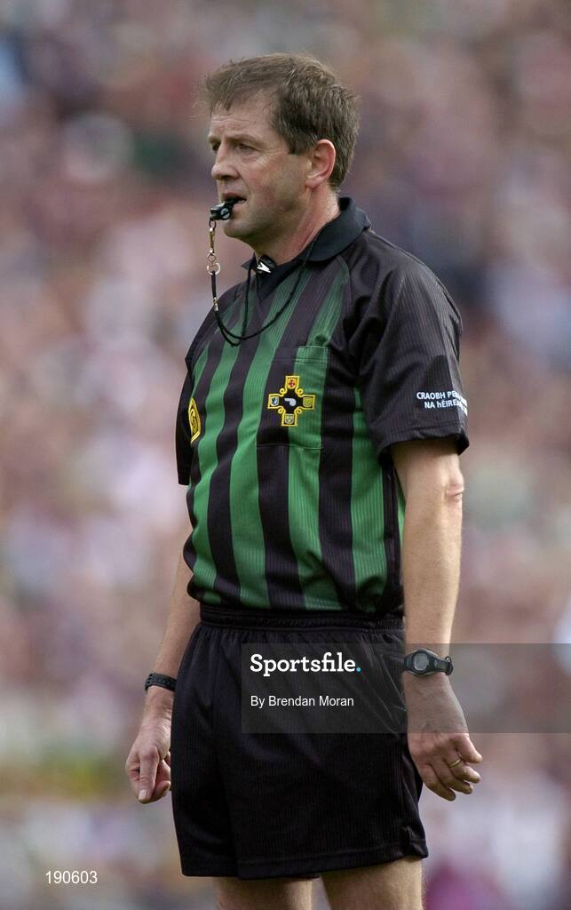 25 September 2005; Michael Monahan, Referee. Bank of Ireland All-Ireland Senior Football Championship Final, Kerry v Tyrone, Croke Park, Dublin. Picture credit; Brendan Moran / SPORTSFILE *** Local Caption *** Any photograph taken by SPORTSFILE during, or in connection with, the 2005 Bank of Ireland All-Ireland Senior Football Final which displays GAA logos or contains an image or part of an image of any GAA intellectual property, or, which contains images of a GAA player/players in their playing uniforms, may only be used for editorial and non-advertising purposes.  Use of photographs for advertising, as posters or for purchase separately is strictly prohibited unless prior written approval has been obtained from the Gaelic Athletic Association.