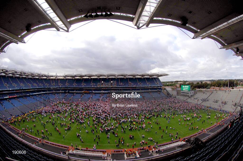 25 September 2005; A general view of Croke Park at the end of the the game. Bank of Ireland All-Ireland Senior Football Championship Final, Kerry v Tyrone, Croke Park, Dublin. Picture credit; Brian Lawless / SPORTSFILE *** Local Caption *** Any photograph taken by SPORTSFILE during, or in connection with, the 2005 Bank of Ireland All-Ireland Senior Football Final which displays GAA logos or contains an image or part of an image of any GAA intellectual property, or, which contains images of a GAA player/players in their playing uniforms, may only be used for editorial and non-advertising purposes.  Use of photographs for advertising, as posters or for purchase separately is strictly prohibited unless prior written approval has been obtained from the Gaelic Athletic Association.