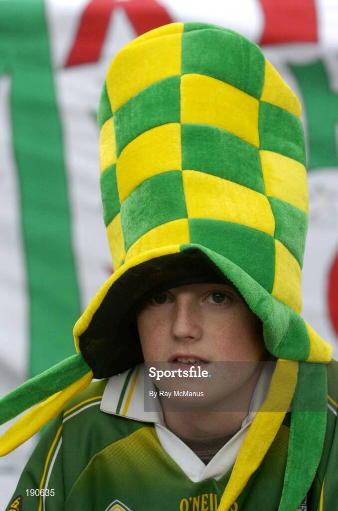 25 September 2005; Kerry supporter Kieran Culloty watches the game. Bank of Ireland All-Ireland Senior Football Championship Final, Kerry v Tyrone, Croke Park, Dublin. Picture credit; Ray McManus / SPORTSFILE *** Local Caption *** Any photograph taken by SPORTSFILE during, or in connection with, the 2005 Bank of Ireland All-Ireland Senior Football Final which displays GAA logos or contains an image or part of an image of any GAA intellectual property, or, which contains images of a GAA player/players in their playing uniforms, may only be used for editorial and non-advertising purposes.  Use of photographs for advertising, as posters or for purchase separately is strictly prohibited unless prior written approval has been obtained from the Gaelic Athletic Association.