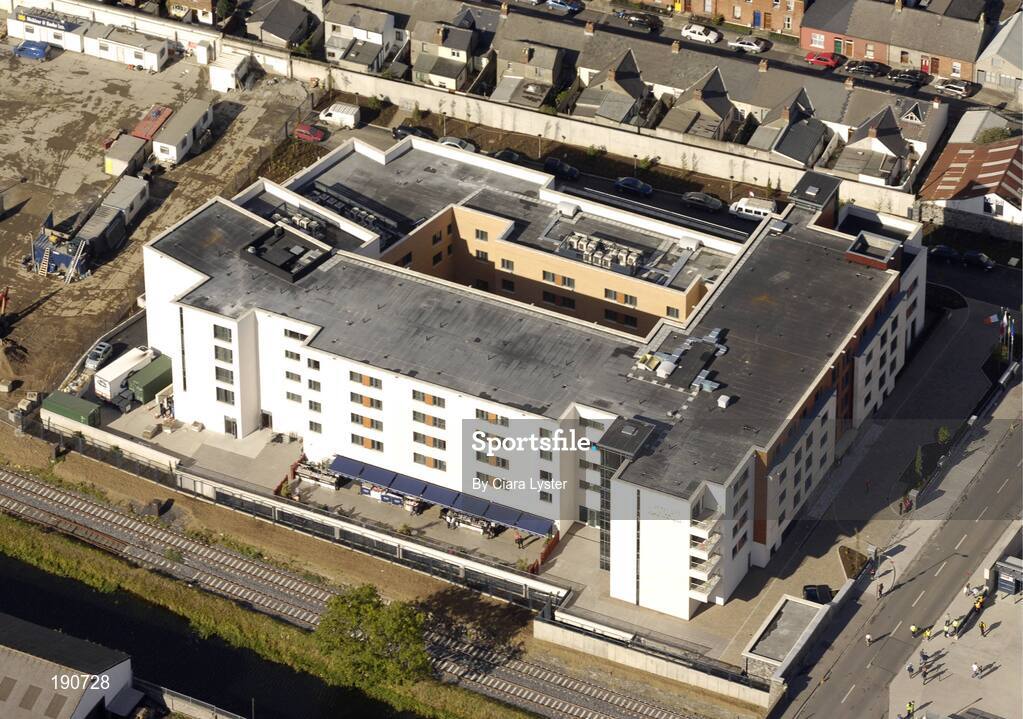 25 September 2005; An ariel view of the Jury's Croke Park Hotel. Bank of Ireland All-Ireland Senior Football Championship Final, Kerry v Tyrone, Croke Park, Dublin. Picture credit; Ciara Lyster / SPORTSFILE *** Local Caption *** Any photograph taken by SPORTSFILE during, or in connection with, the 2005 Bank of Ireland All-Ireland Senior Football Final which displays GAA logos or contains an image or part of an image of any GAA intellectual property, or, which contains images of a GAA player/players in their playing uniforms, may only be used for editorial and non-advertising purposes.  Use of photographs for advertising, as posters or for purchase separately is strictly prohibited unless prior written approval has been obtained from the Gaelic Athletic Association.
