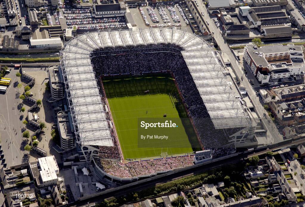 25 September 2005; An aeriel view of Croke Park. Bank of Ireland All-Ireland Senior Football Championship Final, Kerry v Tyrone, Croke Park, Dublin. Picture credit; Pat Murphy / SPORTSFILE *** Local Caption *** Any photograph taken by SPORTSFILE during, or in connection with, the 2005 Bank of Ireland All-Ireland Senior Football Final which displays GAA logos or contains an image or part of an image of any GAA intellectual property, or, which contains images of a GAA player/players in their playing uniforms, may only be used for editorial and non-advertising purposes.  Use of photographs for advertising, as posters or for purchase separately is strictly prohibited unless prior written approval has been obtained from the Gaelic Athletic Association.