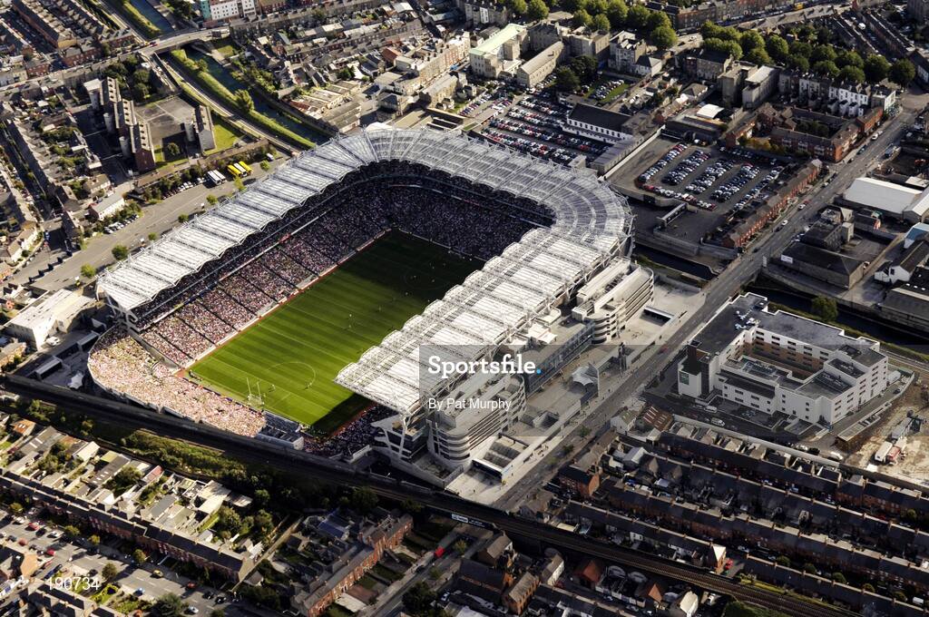 25 September 2005; An aeriel view of Croke Park and the Jury's Croke Park Hotel. Bank of Ireland All-Ireland Senior Football Championship Final, Kerry v Tyrone, Croke Park, Dublin. Picture credit; Pat Murphy / SPORTSFILE *** Local Caption *** Any photograph taken by SPORTSFILE during, or in connection with, the 2005 Bank of Ireland All-Ireland Senior Football Final which displays GAA logos or contains an image or part of an image of any GAA intellectual property, or, which contains images of a GAA player/players in their playing uniforms, may only be used for editorial and non-advertising purposes.  Use of photographs for advertising, as posters or for purchase separately is strictly prohibited unless prior written approval has been obtained from the Gaelic Athletic Association.