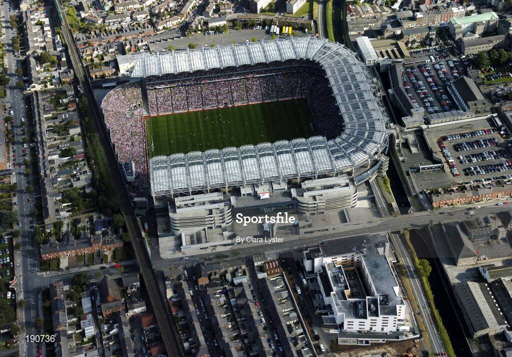 25 September 2005; An aeriel view of Croke Park and the Jury's Croke Park Hotel. Bank of Ireland All-Ireland Senior Football Championship Final, Kerry v Tyrone, Croke Park, Dublin. Picture credit; Ciara Lyster / SPORTSFILE *** Local Caption *** Any photograph taken by SPORTSFILE during, or in connection with, the 2005 Bank of Ireland All-Ireland Senior Football Final which displays GAA logos or contains an image or part of an image of any GAA intellectual property, or, which contains images of a GAA player/players in their playing uniforms, may only be used for editorial and non-advertising purposes.  Use of photographs for advertising, as posters or for purchase separately is strictly prohibited unless prior written approval has been obtained from the Gaelic Athletic Association.