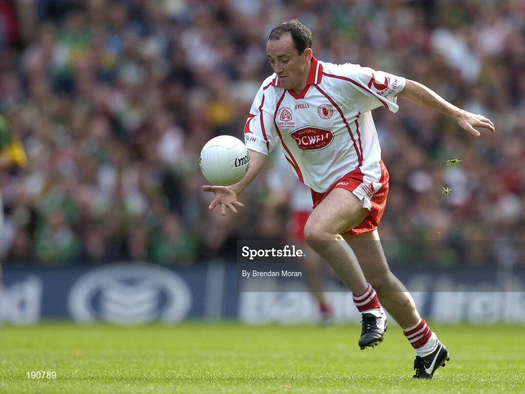 25 September 2005; Brian Dooher, Tyrone. Bank of Ireland All-Ireland Senior Football Championship Final, Kerry v Tyrone, Croke Park, Dublin. Picture credit; Brendan Moran / SPORTSFILE *** Local Caption *** Any photograph taken by SPORTSFILE during, or in connection with, the 2005 Bank of Ireland All-Ireland Senior Football Final which displays GAA logos or contains an image or part of an image of any GAA intellectual property, or, which contains images of a GAA player/players in their playing uniforms, may only be used for editorial and non-advertising purposes.  Use of photographs for advertising, as posters or for purchase separately is strictly prohibited unless prior written approval has been obtained from the Gaelic Athletic Association.