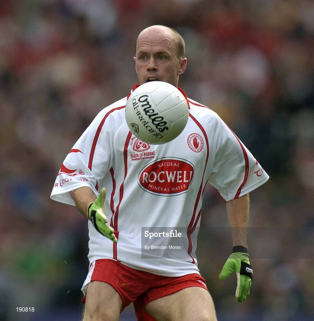 25 September 2005; Peter Canavan, Tyrone. Bank of Ireland All-Ireland Senior Football Championship Final, Kerry v Tyrone, Croke Park, Dublin. Picture credit; Brendan Moran / SPORTSFILE *** Local Caption *** Any photograph taken by SPORTSFILE during, or in connection with, the 2005 Bank of Ireland All-Ireland Senior Football Final which displays GAA logos or contains an image or part of an image of any GAA intellectual property, or, which contains images of a GAA player/players in their playing uniforms, may only be used for editorial and non-advertising purposes.  Use of photographs for advertising, as posters or for purchase separately is strictly prohibited unless prior written approval has been obtained from the Gaelic Athletic Association.