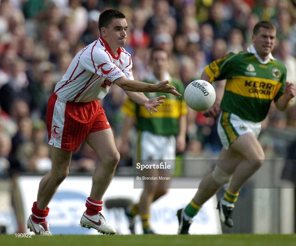 25 September 2005; Ryan McMenamin, Tyrone. Bank of Ireland All-Ireland Senior Football Championship Final, Kerry v Tyrone, Croke Park, Dublin. Picture credit; Brendan Moran / SPORTSFILE *** Local Caption *** Any photograph taken by SPORTSFILE during, or in connection with, the 2005 Bank of Ireland All-Ireland Senior Football Final which displays GAA logos or contains an image or part of an image of any GAA intellectual property, or, which contains images of a GAA player/players in their playing uniforms, may only be used for editorial and non-advertising purposes.  Use of photographs for advertising, as posters or for purchase separately is strictly prohibited unless prior written approval has been obtained from the Gaelic Athletic Association.