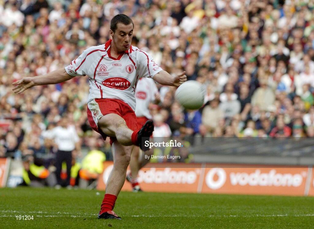 25 September 2005; Brian McGuigan, Tyrone. Bank of Ireland All-Ireland Senior Football Championship Final, Kerry v Tyrone, Croke Park, Dublin. Picture credit; Damien Eagers/ SPORTSFILE *** Local Caption *** Any photograph taken by SPORTSFILE during, or in connection with, the 2005 Bank of Ireland All-Ireland Senior Football Final which displays GAA logos or contains an image or part of an image of any GAA intellectual property, or, which contains images of a GAA player/players in their playing uniforms, may only be used for editorial and non-advertising purposes.  Use of photographs for advertising, as posters or for purchase separately is strictly prohibited unless prior written approval has been obtained from the Gaelic Athletic Association.