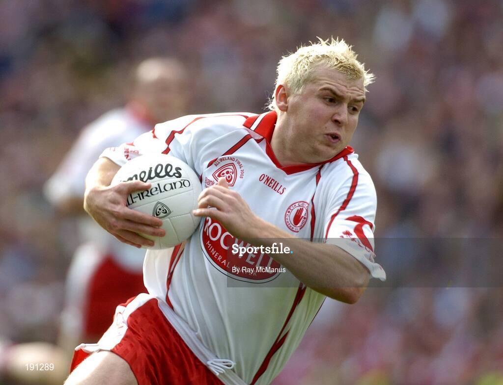 25 September 2005; Owen Mulligan, Tyrone. Bank of Ireland All-Ireland Senior Football Championship Final, Kerry v Tyrone, Croke Park, Dublin. Picture credit; Ray McManus / SPORTSFILE *** Local Caption *** Any photograph taken by SPORTSFILE during, or in connection with, the 2005 Bank of Ireland All-Ireland Senior Football Final which displays GAA logos or contains an image or part of an image of any GAA intellectual property, or, which contains images of a GAA player/players in their playing uniforms, may only be used for editorial and non-advertising purposes.  Use of photographs for advertising, as posters or for purchase separately is strictly prohibited unless prior written approval has been obtained from the Gaelic Athletic Association.