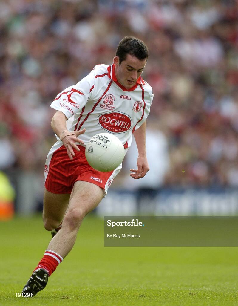 25 September 2005; Davy Harte, Tyrone. Bank of Ireland All-Ireland Senior Football Championship Final, Kerry v Tyrone, Croke Park, Dublin. Picture credit; Ray McManus / SPORTSFILE *** Local Caption *** Any photograph taken by SPORTSFILE during, or in connection with, the 2005 Bank of Ireland All-Ireland Senior Football Final which displays GAA logos or contains an image or part of an image of any GAA intellectual property, or, which contains images of a GAA player/players in their playing uniforms, may only be used for editorial and non-advertising purposes.  Use of photographs for advertising, as posters or for purchase separately is strictly prohibited unless prior written approval has been obtained from the Gaelic Athletic Association.