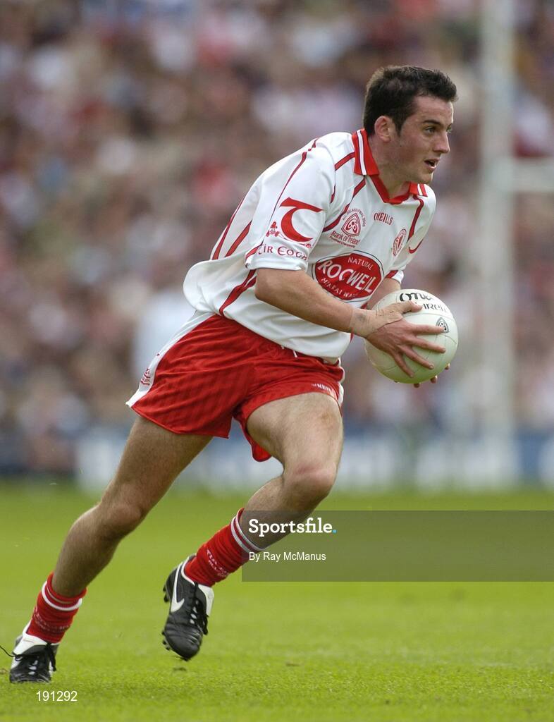 25 September 2005; Davy Harte, Tyrone. Bank of Ireland All-Ireland Senior Football Championship Final, Kerry v Tyrone, Croke Park, Dublin. Picture credit; Ray McManus / SPORTSFILE *** Local Caption *** Any photograph taken by SPORTSFILE during, or in connection with, the 2005 Bank of Ireland All-Ireland Senior Football Final which displays GAA logos or contains an image or part of an image of any GAA intellectual property, or, which contains images of a GAA player/players in their playing uniforms, may only be used for editorial and non-advertising purposes.  Use of photographs for advertising, as posters or for purchase separately is strictly prohibited unless prior written approval has been obtained from the Gaelic Athletic Association.