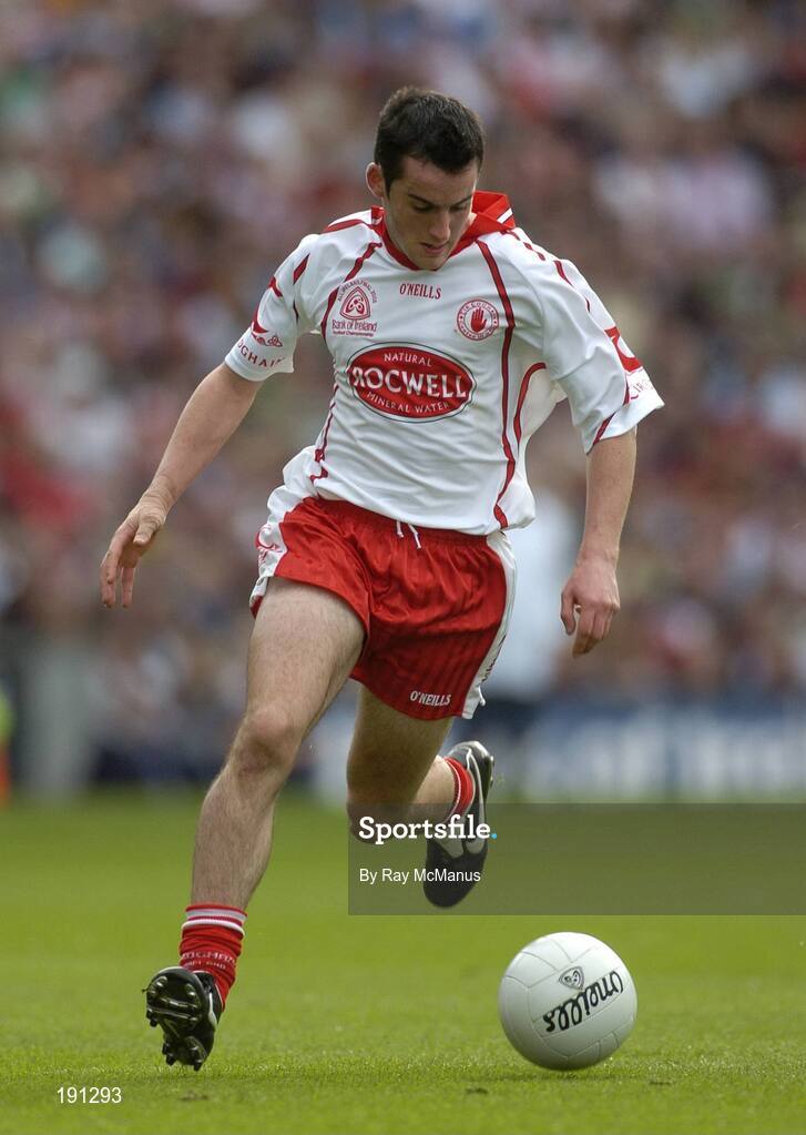 25 September 2005; Davy Harte, Tyrone. Bank of Ireland All-Ireland Senior Football Championship Final, Kerry v Tyrone, Croke Park, Dublin. Picture credit; Ray McManus / SPORTSFILE *** Local Caption *** Any photograph taken by SPORTSFILE during, or in connection with, the 2005 Bank of Ireland All-Ireland Senior Football Final which displays GAA logos or contains an image or part of an image of any GAA intellectual property, or, which contains images of a GAA player/players in their playing uniforms, may only be used for editorial and non-advertising purposes.  Use of photographs for advertising, as posters or for purchase separately is strictly prohibited unless prior written approval has been obtained from the Gaelic Athletic Association.