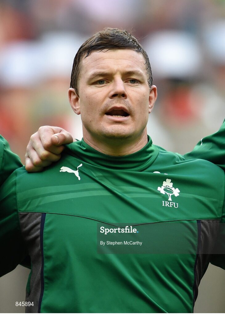 15 March 2014; Ireland's Brian O'Driscoll during the National Anthem. RBS Six Nations Rugby Championship 2014, France v Ireland, Stade De France, Saint Denis, Paris, France. Picture credit: Stephen McCarthy / SPORTSFILE
