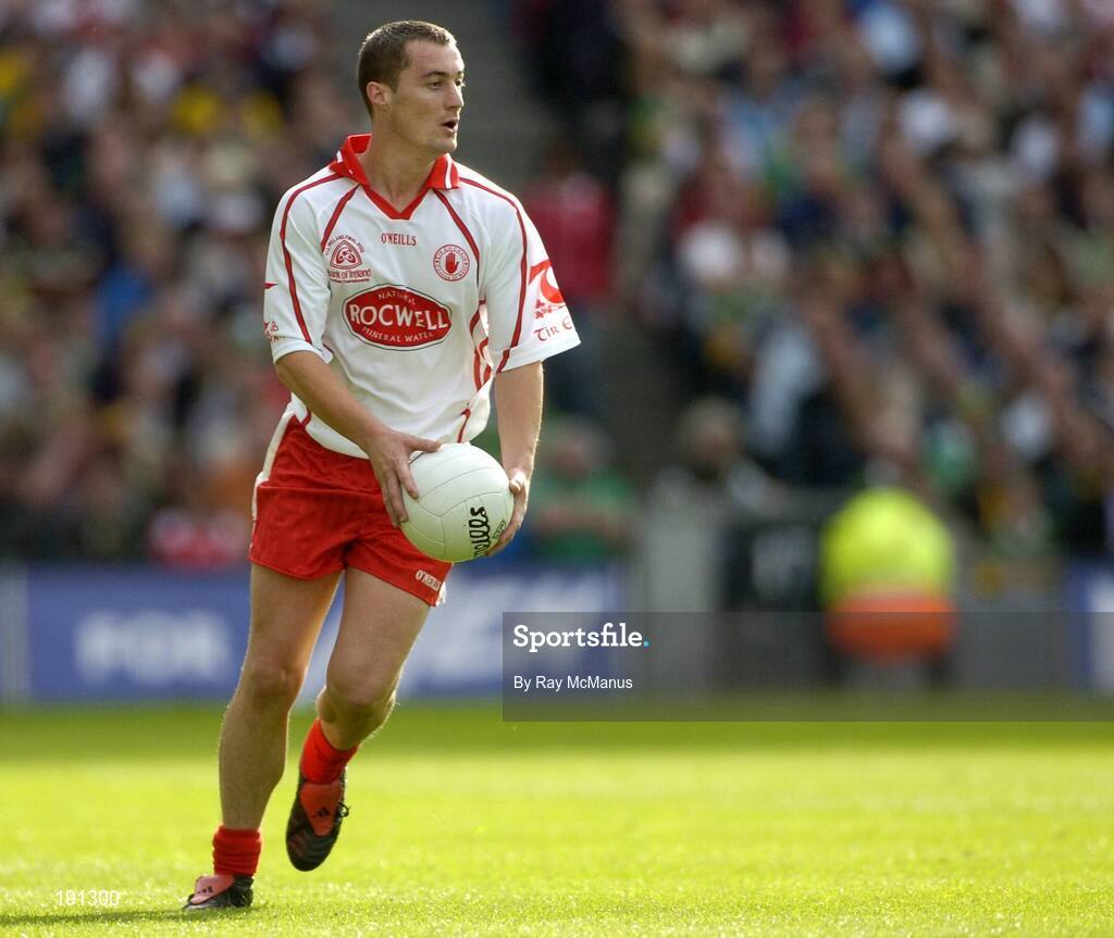 25 September 2005; Brian McGuigan, Tyrone. Bank of Ireland All-Ireland Senior Football Championship Final, Kerry v Tyrone, Croke Park, Dublin. Picture credit; Ray McManus / SPORTSFILE *** Local Caption *** Any photograph taken by SPORTSFILE during, or in connection with, the 2005 Bank of Ireland All-Ireland Senior Football Final which displays GAA logos or contains an image or part of an image of any GAA intellectual property, or, which contains images of a GAA player/players in their playing uniforms, may only be used for editorial and non-advertising purposes.  Use of photographs for advertising, as posters or for purchase separately is strictly prohibited unless prior written approval has been obtained from the Gaelic Athletic Association.