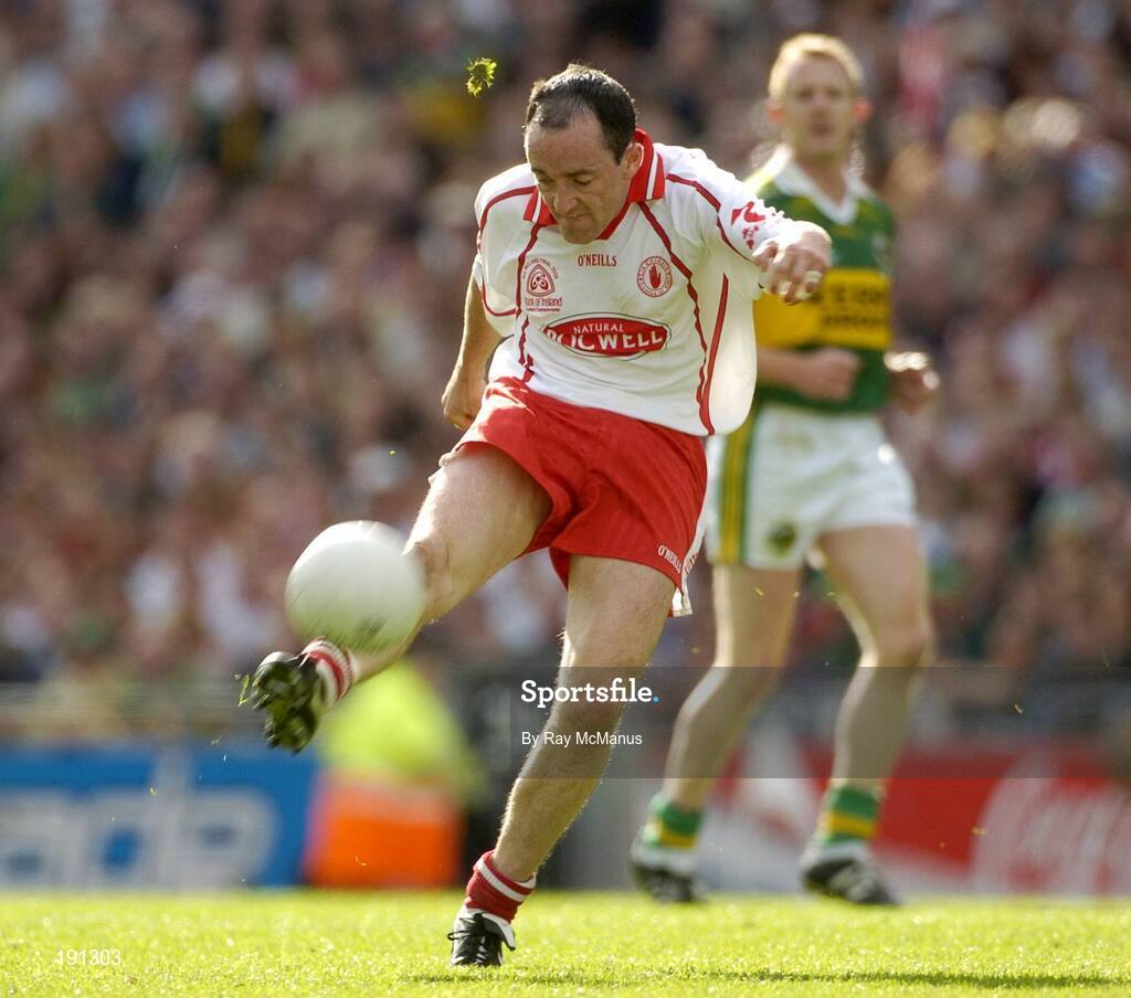 25 September 2005; Brian Dooher, Tyrone. Bank of Ireland All-Ireland Senior Football Championship Final, Kerry v Tyrone, Croke Park, Dublin. Picture credit; Ray McManus / SPORTSFILE *** Local Caption *** Any photograph taken by SPORTSFILE during, or in connection with, the 2005 Bank of Ireland All-Ireland Senior Football Final which displays GAA logos or contains an image or part of an image of any GAA intellectual property, or, which contains images of a GAA player/players in their playing uniforms, may only be used for editorial and non-advertising purposes.  Use of photographs for advertising, as posters or for purchase separately is strictly prohibited unless prior written approval has been obtained from the Gaelic Athletic Association.
