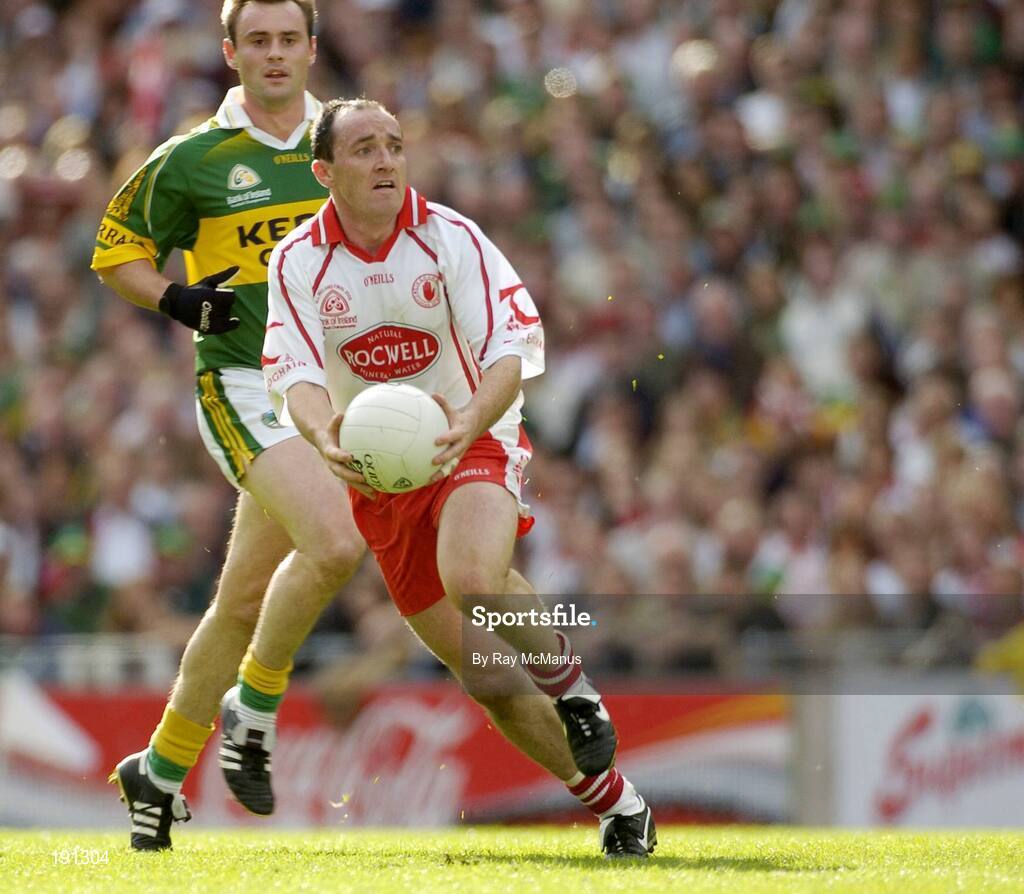 25 September 2005; Brian Dooher, Tyrone. Bank of Ireland All-Ireland Senior Football Championship Final, Kerry v Tyrone, Croke Park, Dublin. Picture credit; Ray McManus / SPORTSFILE *** Local Caption *** Any photograph taken by SPORTSFILE during, or in connection with, the 2005 Bank of Ireland All-Ireland Senior Football Final which displays GAA logos or contains an image or part of an image of any GAA intellectual property, or, which contains images of a GAA player/players in their playing uniforms, may only be used for editorial and non-advertising purposes.  Use of photographs for advertising, as posters or for purchase separately is strictly prohibited unless prior written approval has been obtained from the Gaelic Athletic Association.