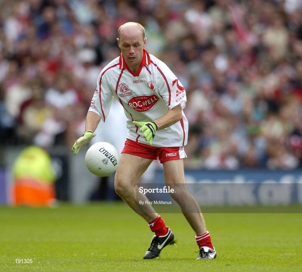25 September 2005; Peter Canavan, Tyrone. Bank of Ireland All-Ireland Senior Football Championship Final, Kerry v Tyrone, Croke Park, Dublin. Picture credit; Ray McManus / SPORTSFILE *** Local Caption *** Any photograph taken by SPORTSFILE during, or in connection with, the 2005 Bank of Ireland All-Ireland Senior Football Final which displays GAA logos or contains an image or part of an image of any GAA intellectual property, or, which contains images of a GAA player/players in their playing uniforms, may only be used for editorial and non-advertising purposes.  Use of photographs for advertising, as posters or for purchase separately is strictly prohibited unless prior written approval has been obtained from the Gaelic Athletic Association.
