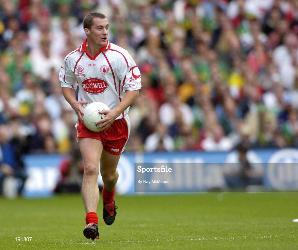 25 September 2005; Brian McGuigan, Tyrone. Bank of Ireland All-Ireland Senior Football Championship Final, Kerry v Tyrone, Croke Park, Dublin. Picture credit; Ray McManus / SPORTSFILE *** Local Caption *** Any photograph taken by SPORTSFILE during, or in connection with, the 2005 Bank of Ireland All-Ireland Senior Football Final which displays GAA logos or contains an image or part of an image of any GAA intellectual property, or, which contains images of a GAA player/players in their playing uniforms, may only be used for editorial and non-advertising purposes.  Use of photographs for advertising, as posters or for purchase separately is strictly prohibited unless prior written approval has been obtained from the Gaelic Athletic Association.