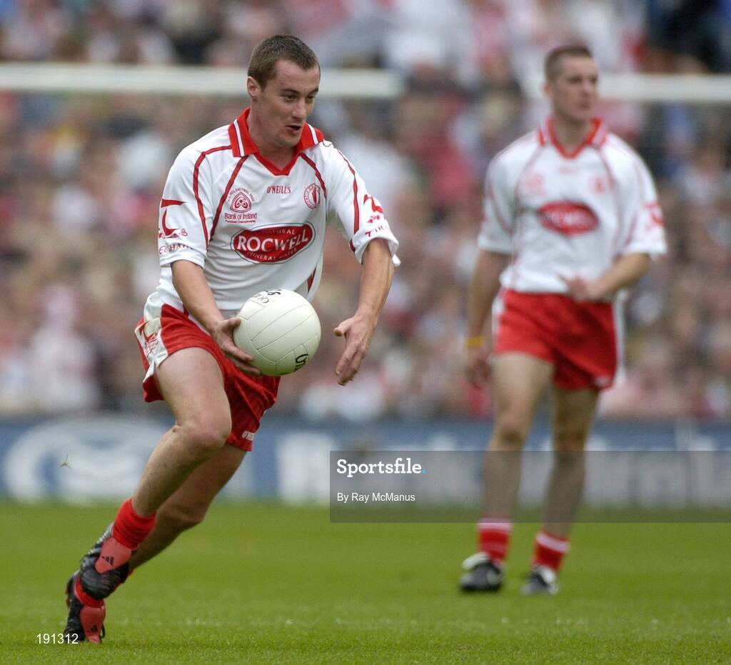 25 September 2005; Brian McGuigan, Tyrone. Bank of Ireland All-Ireland Senior Football Championship Final, Kerry v Tyrone, Croke Park, Dublin. Picture credit; Ray McManus / SPORTSFILE *** Local Caption *** Any photograph taken by SPORTSFILE during, or in connection with, the 2005 Bank of Ireland All-Ireland Senior Football Final which displays GAA logos or contains an image or part of an image of any GAA intellectual property, or, which contains images of a GAA player/players in their playing uniforms, may only be used for editorial and non-advertising purposes.  Use of photographs for advertising, as posters or for purchase separately is strictly prohibited unless prior written approval has been obtained from the Gaelic Athletic Association.