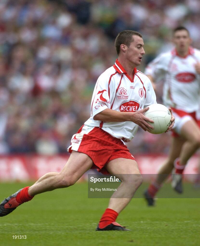 25 September 2005; Brian McGuigan, Tyrone. Bank of Ireland All-Ireland Senior Football Championship Final, Kerry v Tyrone, Croke Park, Dublin. Picture credit; Ray McManus / SPORTSFILE *** Local Caption *** Any photograph taken by SPORTSFILE during, or in connection with, the 2005 Bank of Ireland All-Ireland Senior Football Final which displays GAA logos or contains an image or part of an image of any GAA intellectual property, or, which contains images of a GAA player/players in their playing uniforms, may only be used for editorial and non-advertising purposes.  Use of photographs for advertising, as posters or for purchase separately is strictly prohibited unless prior written approval has been obtained from the Gaelic Athletic Association.