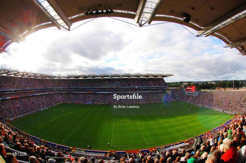25 September 2005; A general view of Croke Park during the game. Bank of Ireland All-Ireland Senior Football Championship Final, Kerry v Tyrone, Croke Park, Dublin. Picture credit; Brian Lawless / SPORTSFILE *** Local Caption *** Any photograph taken by SPORTSFILE during, or in connection with, the 2005 Bank of Ireland All-Ireland Senior Football Final which displays GAA logos or contains an image or part of an image of any GAA intellectual property, or, which contains images of a GAA player/players in their playing uniforms, may only be used for editorial and non-advertising purposes.  Use of photographs for advertising, as posters or for purchase separately is strictly prohibited unless prior written approval has been obtained from the Gaelic Athletic Association.