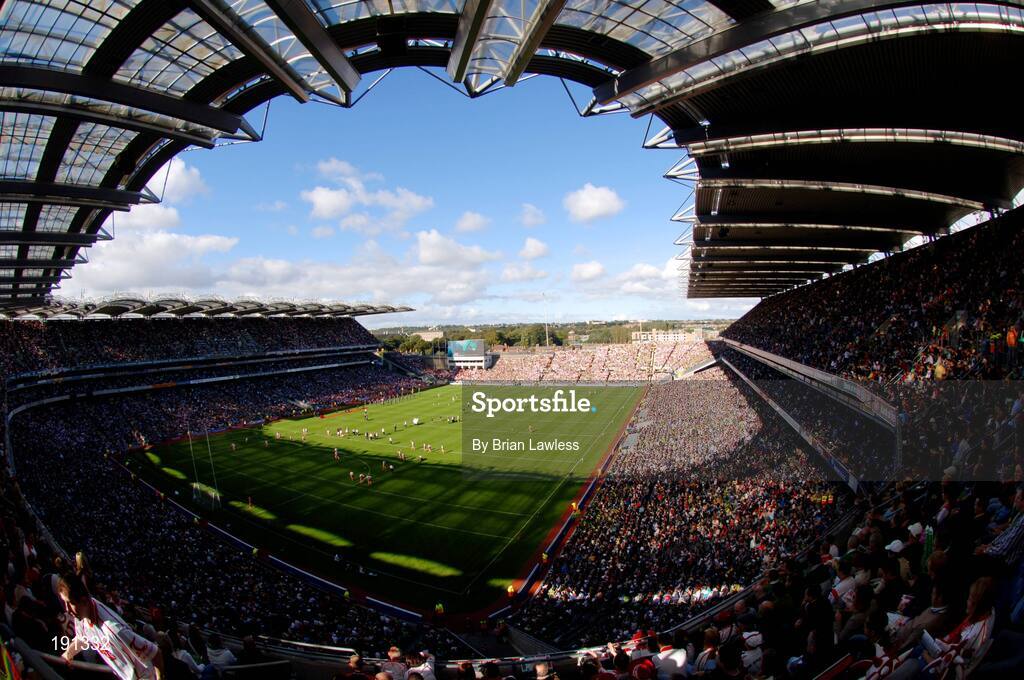 25 September 2005; A general view of Croke Park during the game. Bank of Ireland All-Ireland Senior Football Championship Final, Kerry v Tyrone, Croke Park, Dublin. Picture credit; Brian Lawless / SPORTSFILE *** Local Caption *** Any photograph taken by SPORTSFILE during, or in connection with, the 2005 Bank of Ireland All-Ireland Senior Football Final which displays GAA logos or contains an image or part of an image of any GAA intellectual property, or, which contains images of a GAA player/players in their playing uniforms, may only be used for editorial and non-advertising purposes.  Use of photographs for advertising, as posters or for purchase separately is strictly prohibited unless prior written approval has been obtained from the Gaelic Athletic Association.