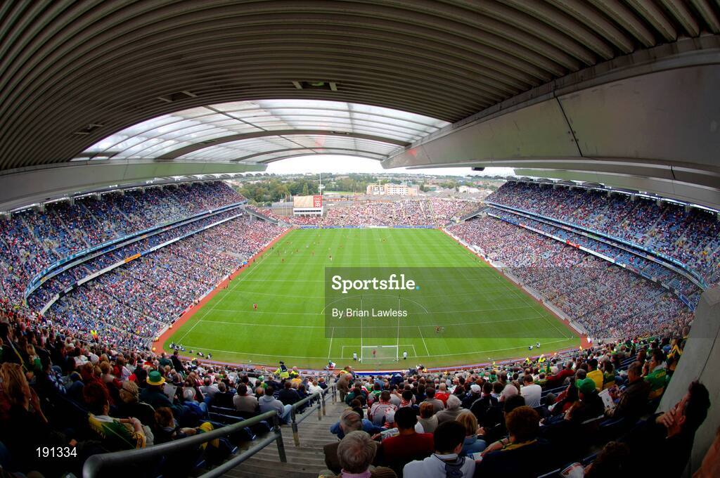 25 September 2005; A general view of Croke Park during the game. Bank of Ireland All-Ireland Senior Football Championship Final, Kerry v Tyrone, Croke Park, Dublin. Picture credit; Brian Lawless / SPORTSFILE *** Local Caption *** Any photograph taken by SPORTSFILE during, or in connection with, the 2005 Bank of Ireland All-Ireland Senior Football Final which displays GAA logos or contains an image or part of an image of any GAA intellectual property, or, which contains images of a GAA player/players in their playing uniforms, may only be used for editorial and non-advertising purposes.  Use of photographs for advertising, as posters or for purchase separately is strictly prohibited unless prior written approval has been obtained from the Gaelic Athletic Association.