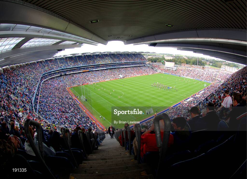 25 September 2005; A general view of Croke Park before the game. Bank of Ireland All-Ireland Senior Football Championship Final, Kerry v Tyrone, Croke Park, Dublin. Picture credit; Brian Lawless / SPORTSFILE *** Local Caption *** Any photograph taken by SPORTSFILE during, or in connection with, the 2005 Bank of Ireland All-Ireland Senior Football Final which displays GAA logos or contains an image or part of an image of any GAA intellectual property, or, which contains images of a GAA player/players in their playing uniforms, may only be used for editorial and non-advertising purposes.  Use of photographs for advertising, as posters or for purchase separately is strictly prohibited unless prior written approval has been obtained from the Gaelic Athletic Association.