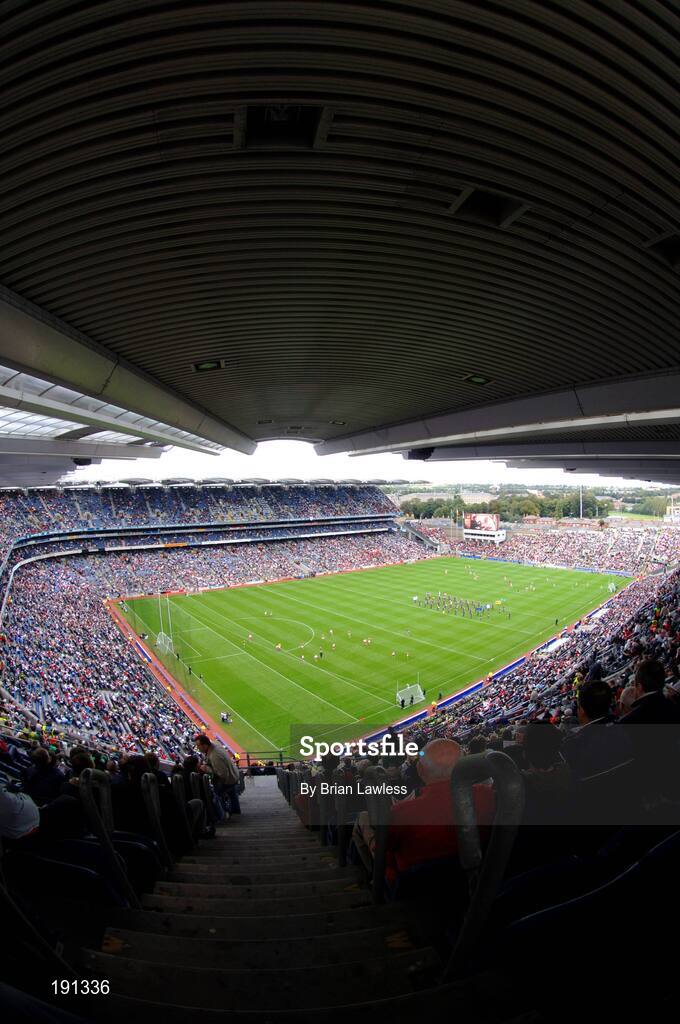 25 September 2005; A general view of Croke Park during the game. Bank of Ireland All-Ireland Senior Football Championship Final, Kerry v Tyrone, Croke Park, Dublin. Picture credit; Brian Lawless / SPORTSFILE *** Local Caption *** Any photograph taken by SPORTSFILE during, or in connection with, the 2005 Bank of Ireland All-Ireland Senior Football Final which displays GAA logos or contains an image or part of an image of any GAA intellectual property, or, which contains images of a GAA player/players in their playing uniforms, may only be used for editorial and non-advertising purposes.  Use of photographs for advertising, as posters or for purchase separately is strictly prohibited unless prior written approval has been obtained from the Gaelic Athletic Association.