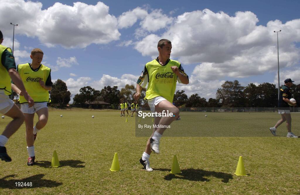 18 October 2005; Brian McGuigan, with Colm Cooper to his right, during a training session, at the Mandurah Football and Sports Club, in advance of the Fosters International Rules game between Australia and Ireland. Mandurah Football and Sports Club, Rushton Park, Mandurah, Perth, Western Australia. Picture credit; Ray McManus / SPORTSFILE