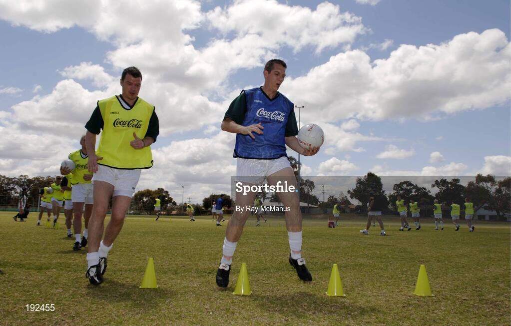 18 October 2005; Ronan Clarke, left, and Michael McVeigh during a training session, at the Mandurah Football and Sports Club, in advance of the Fosters International Rules game between Australia and Ireland. Mandurah Football and Sports Club, Mandurah, Perth, Western Australia. Picture credit; Ray McManus / SPORTSFILE