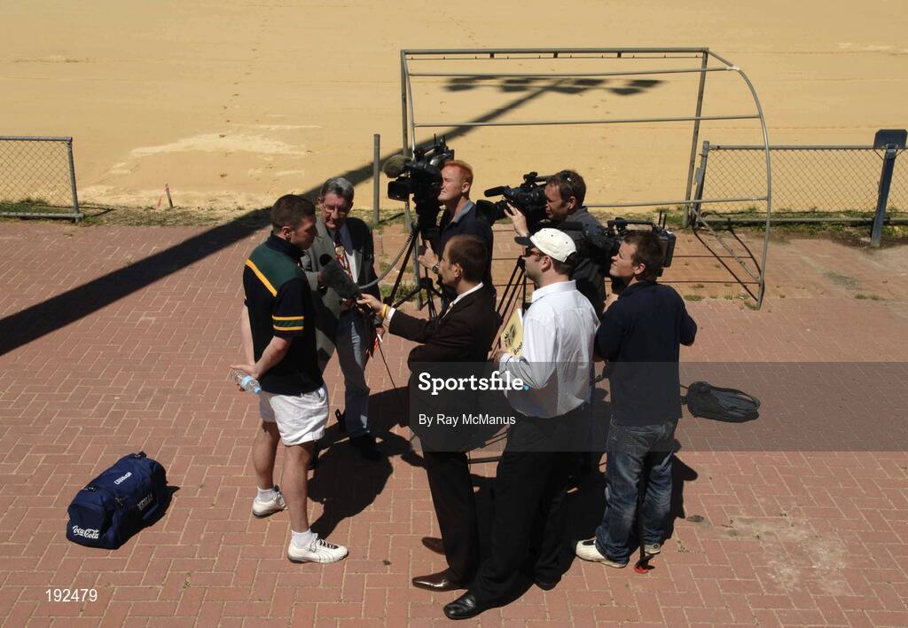 18 October 2005; Sean Cavanagh, Tyrone, is interviewed by local media after a training session, at the Mandurah Football and Sports Club, in advance of the Fosters International Rules game between Australia and Ireland. Mandurah Football and Sports Club, Rushton Park, Mandurah, Perth, Western Australia. Picture credit; Ray McManus / SPORTSFILE