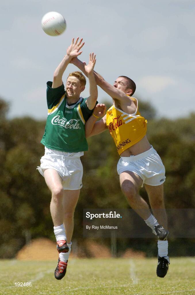 18 October 2005; Colm Cooper, Kerry, and Philip Jordan, Tyrone, during a training session, at the Mandurah Football and Sports Club, in advance of the Fosters International Rules game between Australia and Ireland. Mandurah Football and Sports Club, Rushton Park, Mandurah, Perth, Western Australia. Picture credit; Ray McManus / SPORTSFILE