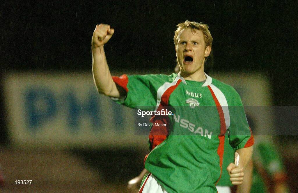 31 October 2005; Colin O'Brien, Cork City, celebrates at the end of the game. eircom League, Premier Division, Bohemians v Cork City, Dalymount Park, Dublin. Picture credit: David Maher / SPORTSFILE