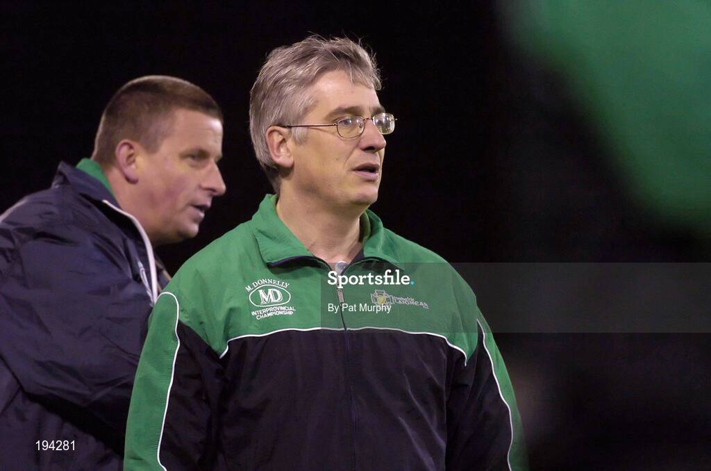 12 November 2005; Leinster manager Val Andrews and selector Paul Caffrey watch the game. M Donnelly Interprovincial Football Championship Final, Leinster v Ulster, Parnell Park, Dublin. Picture credit: Pat Murphy / SPORTSFILE