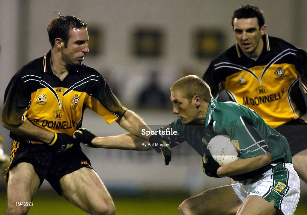 12 November 2005; Graham Geraghty, Leinster, in action against Kevin McGuckin, right, and Enda McNulty, Ulster. M Donnelly Interprovincial Football Championship Final, Leinster v Ulster, Parnell Park, Dublin. Picture credit: Pat Murphy / SPORTSFILE