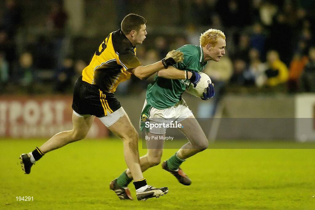 12 November 2005; Padraig Clancy, Leinster, in action against Sean Cavanagh, Ulster. M Donnelly Interprovincial Football Championship Final, Leinster v Ulster, Parnell Park, Dublin. Picture credit: Pat Murphy / SPORTSFILE