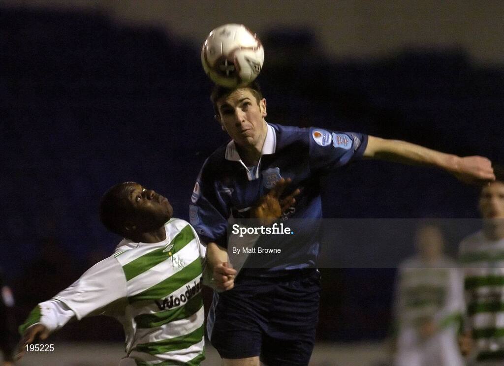 25 November 2005; Paul Shiels, Dublin City, in action against Mark Rutherford, Shamrock Rovers. eircom league Promotion / Relegation Play-off, 2nd Leg, Dublin City v Shamrock Rovers, Tolka Park, Dublin. Picture credit: Matt Browne / SPORTSFILE