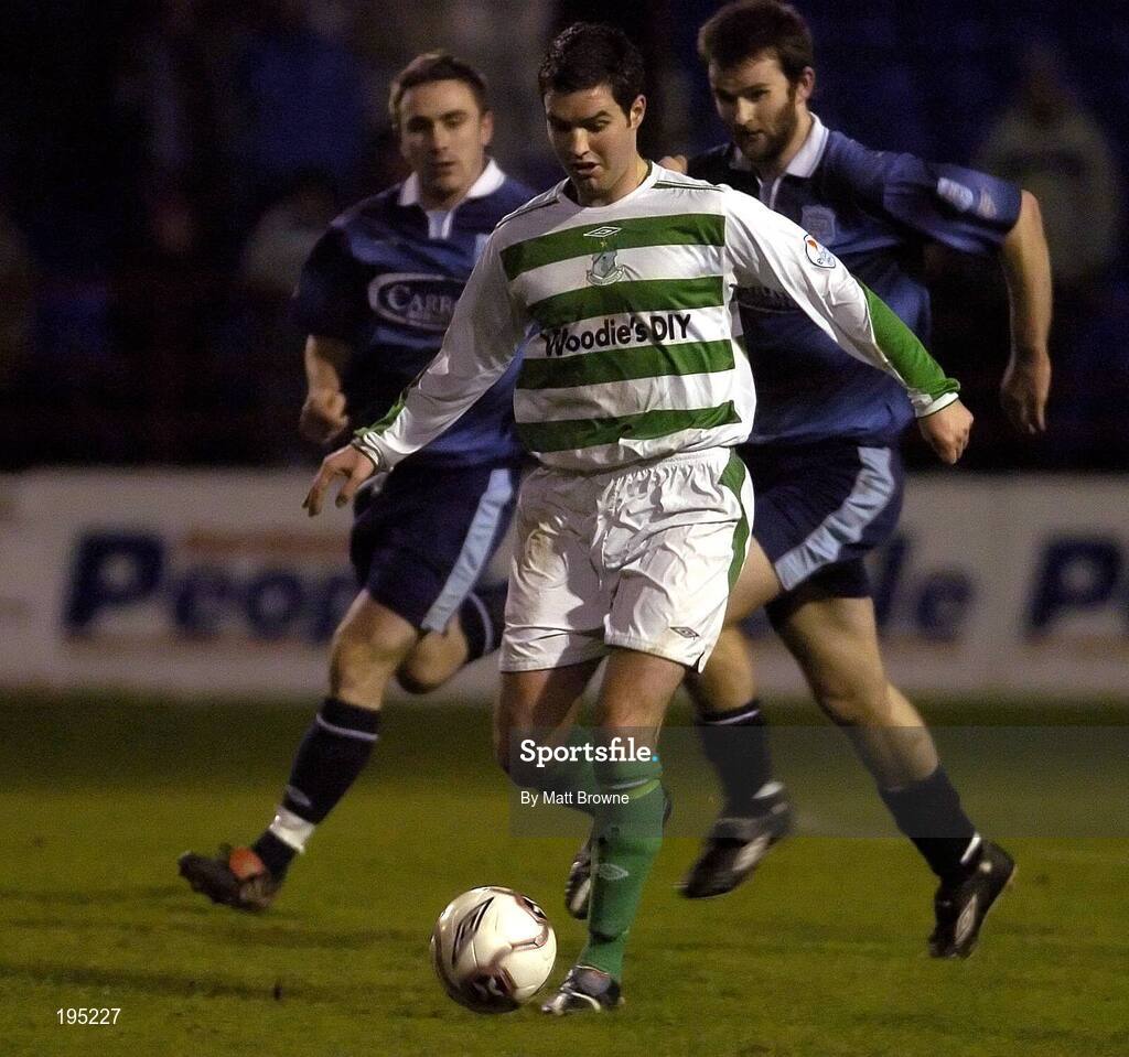 25 November 2005; Cathal O'Connor, Shamrock Rovers, in action against Alan Keely, right and Ray Scully, Dublin City. eircom league Promotion / Relegation Play-off, 2nd Leg, Dublin City v Shamrock Rovers, Tolka Park, Dublin. Picture credit: Matt Browne / SPORTSFILE