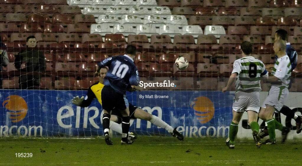 25 November 2005; Robbie Collins, Dublin City, scores his sides first goal. eircom league Promotion / Relegation Play-off, 2nd Leg, Dublin City v Shamrock Rovers, Tolka Park, Dublin. Picture credit: Matt Browne / SPORTSFILE