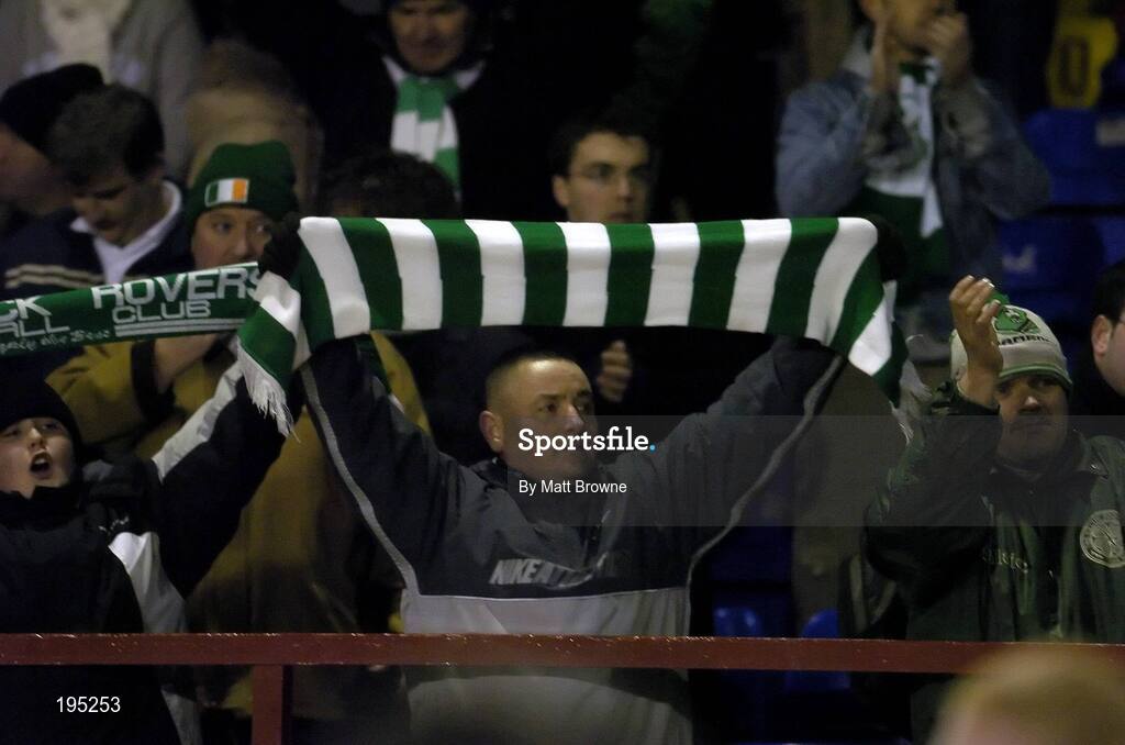 25 November 2005; Shamrock Rovers fans at the end of the game. eircom league Promotion / Relegation Play-off, 2nd Leg, Dublin City v Shamrock Rovers, Tolka Park, Dublin. Picture credit: Matt Browne / SPORTSFILE