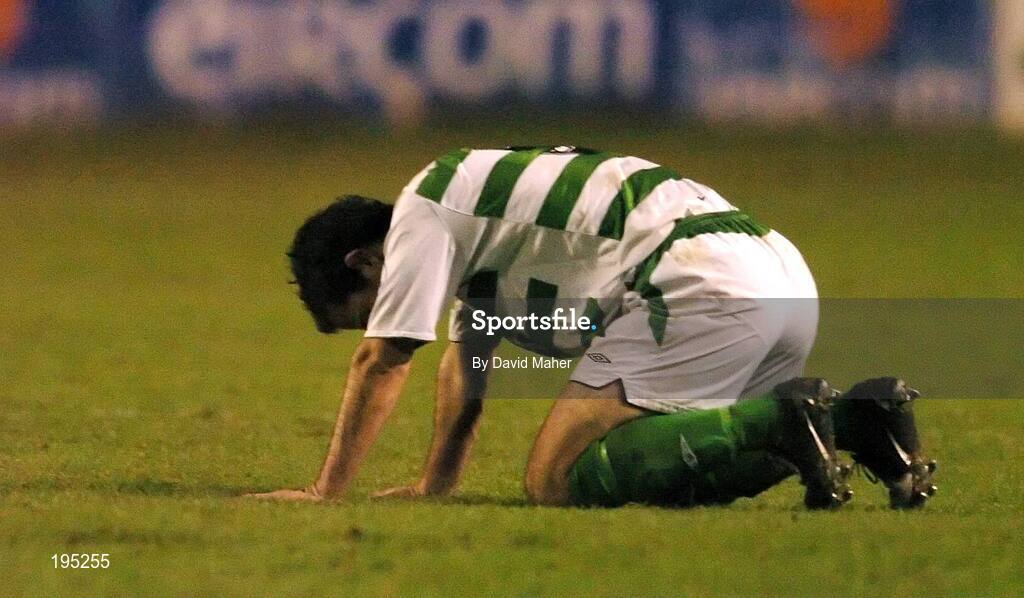 25 November 2005; A dejected Keith Doyle, Shamrock Rovers, at the end of the game. eircom league Promotion / Relegation Play-off, 2nd Leg, Dublin City v Shamrock Rovers, Tolka Park, Dublin. Picture credit: David Maher / SPORTSFILE