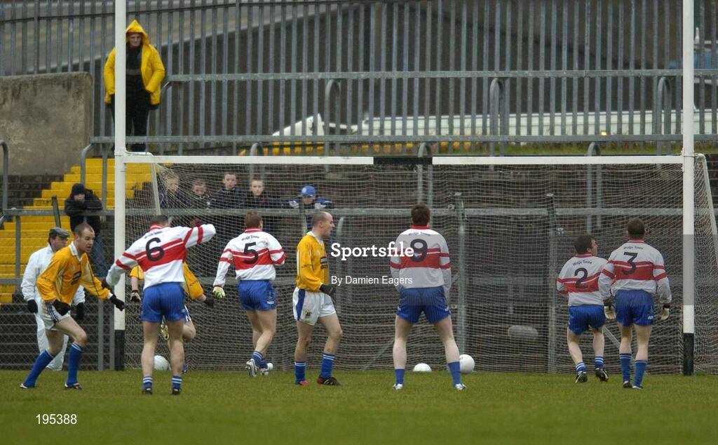 27 November 2005; The ball crosses the line for St Galls only goal. Ulster Club Senior Football Championship Final, Bellaghy v St. Galls, Healy Park, Omagh, Co. Tyrone. Picture credit: Damien Eagers / SPORTSFILE