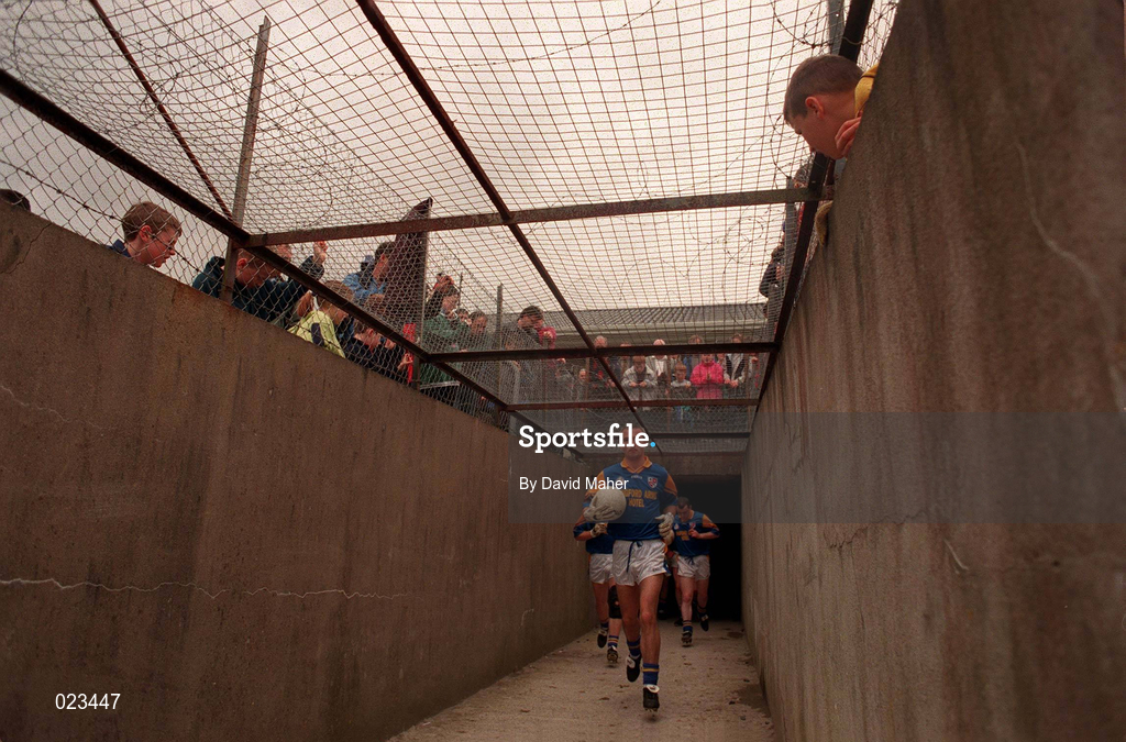 16 May 1999; Colin Hannify of Longford runs out of the tunnel before the Bank of Ireland Leinster Senior Football Championship Preliminary Round Replay match between Longford and Wexford at Pearse Park in Longford. Photo by David Maher/Sportsfile