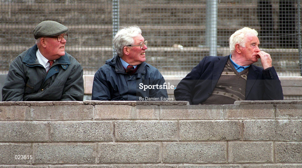 30 May 1999; Spectators look on during the Bank of Ireland Ulster Senior Football Championship Preliminary Round match between Monaghan and Fermanagh at St Tiernach's Park in Clones, Monaghan. Photo by Damien Eagers/Sportsfile