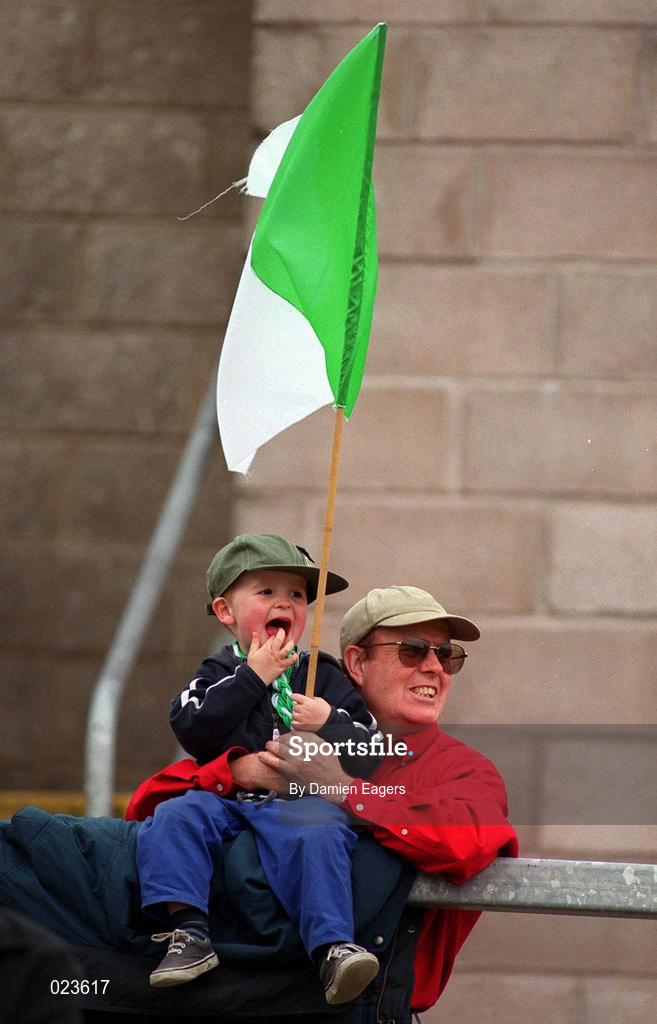 30 May 1999; Fermanagh supporters during the Bank of Ireland Ulster Senior Football Championship Preliminary Round match between Monaghan and Fermanagh at St Tiernach's Park in Clones, Monaghan. Photo by Damien Eagers/Sportsfile