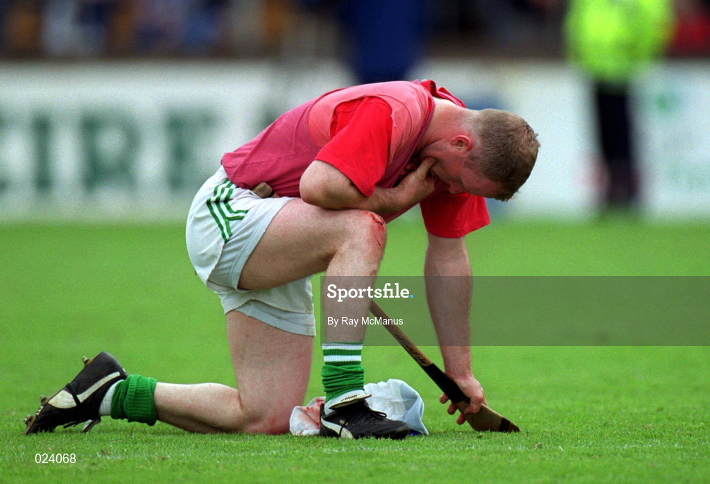 30 June 1999; Stephen McDonagh of Limerick dejected after the Guinness Munster Senior Hurling Championship Quarter-Final match between Limerick and Waterford at Páirc Uí Chaoimh in Cork. Photo by Ray McManus/Sportsfile